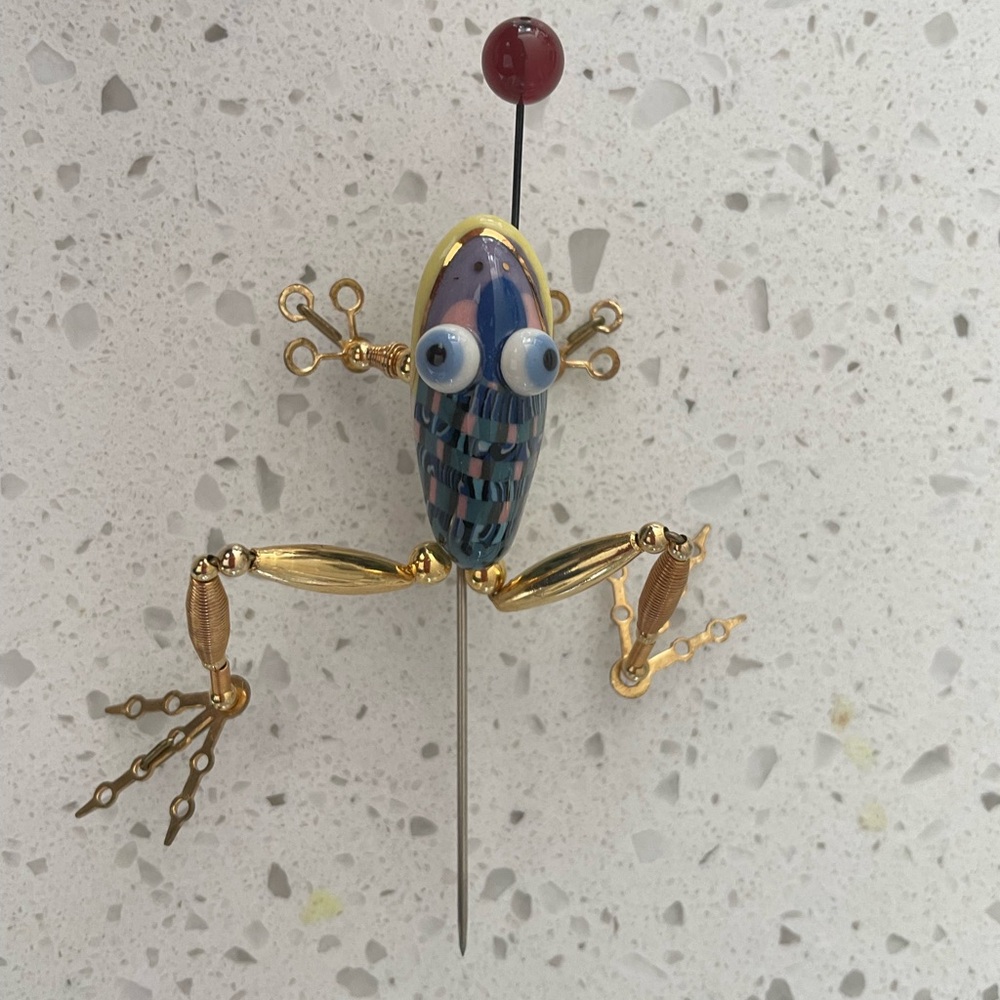 Unique Frog Brooch with Gold Accents
